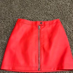 Topshop zip front faux leather mini skirt